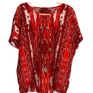 Tommy Bahama Red and White Patterned Top